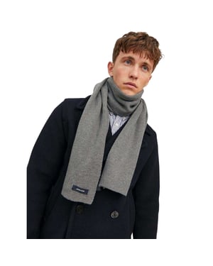 Jack And Jones Gebreide sjaal met Jacdna-logo (Grijze Melange)