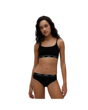 Hugo Gestreepte string voor dames (set van 3) (Zwart)
