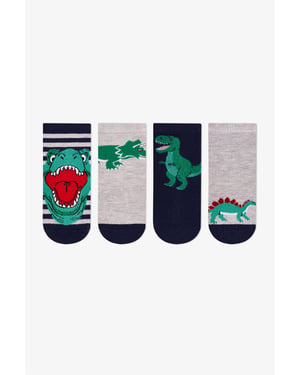 Dino Bite Katoenen enkelsokken, 4-pack