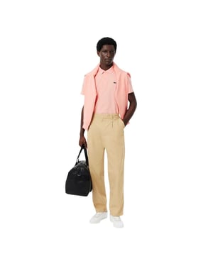 Lacoste Herenpolo met logo op de borst, reguliere pasvorm (Roze)