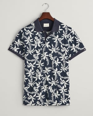 Katoenen Gant polo normale fit donkerblauw geprint