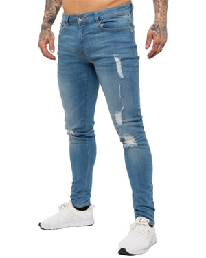 Enzo heren skinny gescheurde jeans