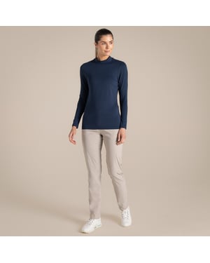 Craghoppers Dames/Dames Nosilife Mock Neck Golf T-shirt met lange mouwen (Blauwe Marine)
