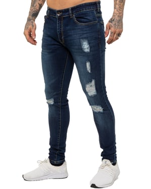 Enzo heren skinny gescheurde jeans