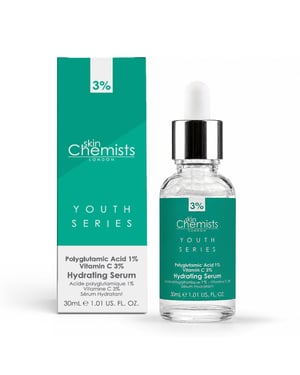 skinChemists Hydraterend anti-aging serum met 1% polyglutaminezuur en 3% vitamine C, 30 ml
