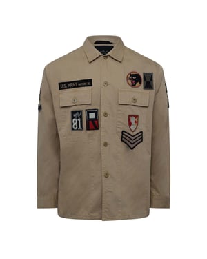 Men's Replay Classic Overshirt in Beige