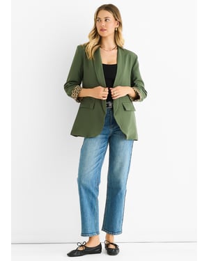Contrasterende blazer van rand tot rand