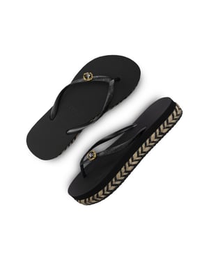 Raffia Switch Flip Flop zwart