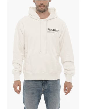 Effen hoodie met contrasterend logo in wit