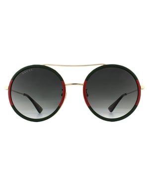 Gucci Zonnebril GG0061S 003 Goudgroen En Rood Groen Verloop