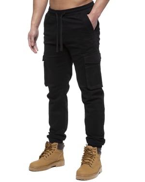 Enzo | Heren Cargo Jogger Jeans - Zwart