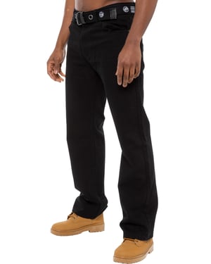 Enzo | Heren Regular Fit Denim Jeans Met Riem - Zwart