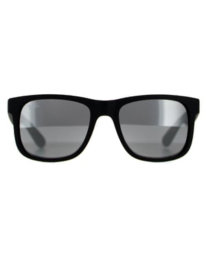 Ray-Ban Zonnebril Justin 4165 622/6G Rubber Zwart Grijze Spiegel 51mm