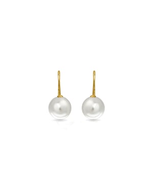 Luxenter Essential Oorbellen in 925 Sterling Zilver en Witte Parel afgewerkt in 18 karaat geel goud