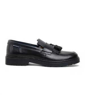 Ben Sherman Heren Zwarte Leren Loafers met Kwastjes - Dudley