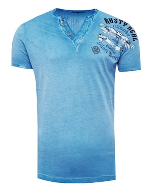 V-hals T-shirt met print aan de zijkant