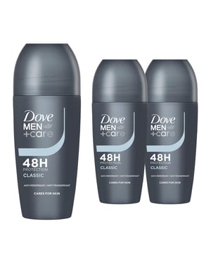Dove Men+Care Roll-On Classic Antitranspirant Deodorant 48Uur Bescherming, 3x50ml