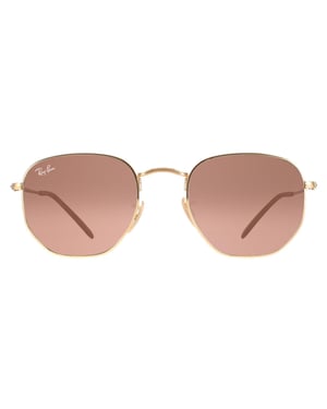 Ray-Ban Vierkant unisex gepolijst goud bruin gradiënt zeshoekige rb3548n