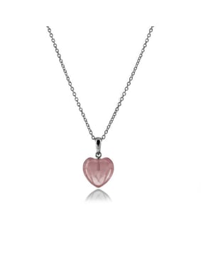 Luxenter, 925 sterling zilveren en rozenkwarts gerhodineerde ketting