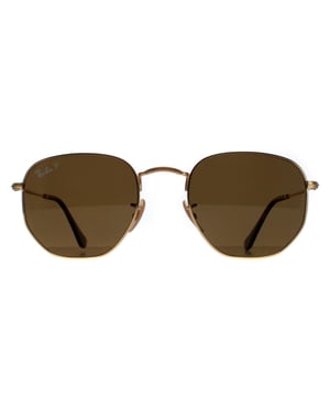 Ray-Ban Zonnebril Hexagonal 3548N 001/57 Goudbruin Gepolariseerd 51mm