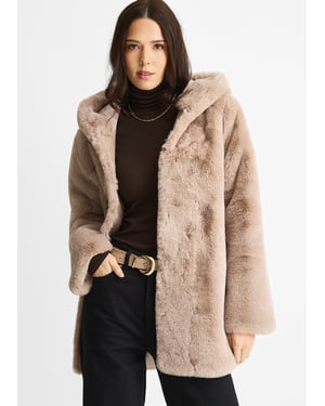 Faux bont jas met capuchon