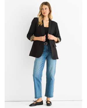 Contrasterende blazer van rand tot rand