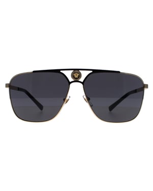 Versace VE2238 143687 gouden en matzwarte donkergrijze zonnebril