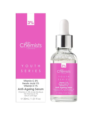 skinChemists Geavanceerd anti-aging serum met 3% vitamine C, 1% ferulinezuur en 1% vitamine E, 30 ml