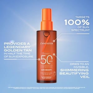 Lancaster Sun Beauty Satin Dry Oil SPF50 - Snelle bruiningsoptimalisator voor het lichaam 186 g