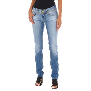 Lange jeansbroek met smal gesneden zomen 10DB50159 vrouw