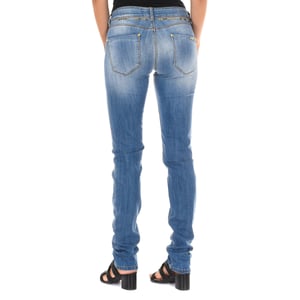 Lange jeansbroek met smal gesneden zomen 10DB50159 vrouw