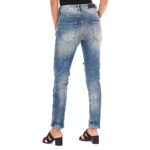 Damesjeans met lang versleten effect 10DBF0667