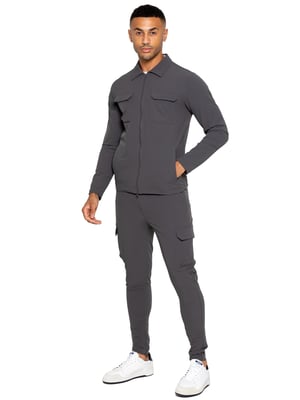 Enzo | Heren Cargo Shacket Trainingspak Set - Grijs