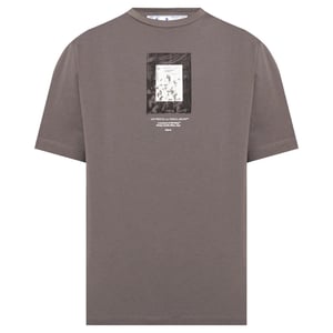 Gebroken witte verfspiegellogo slim-fit grijs T-shirt