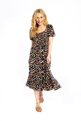 Isabella Zebraprint jurk met rimpels