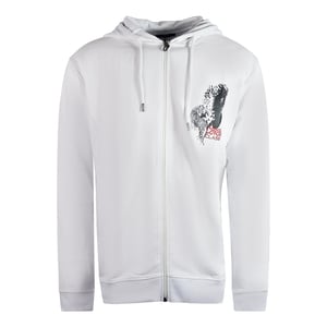 Cavalli Class grote tijgerontwerp witte hoodie met rits