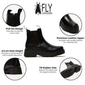 Fly London Dames MEDI789 Zwarte Chelsea Boots