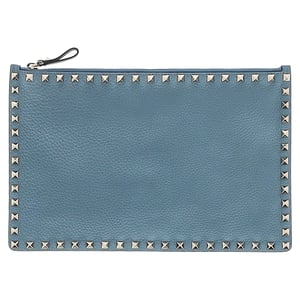 Valentino Garavani Rockstud Clutch Bag in Blauw Leder