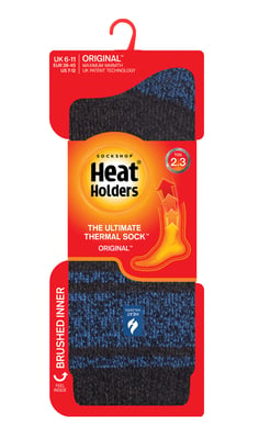 Heat Holders Heren extra dikke warme thermo sokken - Houtskool / Blauw (Athene)