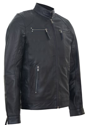 Leren biker racejack met rits
