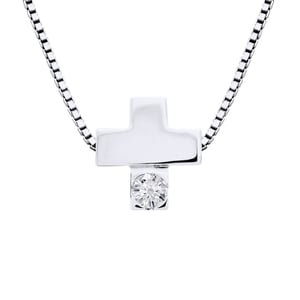 Diamond Necklace CROSS Natural 0.050 Cts 925