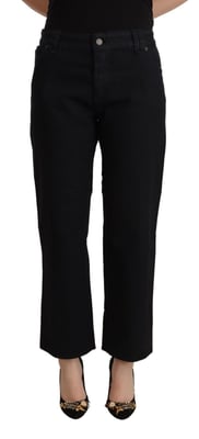 John Galliano Dames Zwarte Katoen Flared Cropped High Waist Denim Jeans