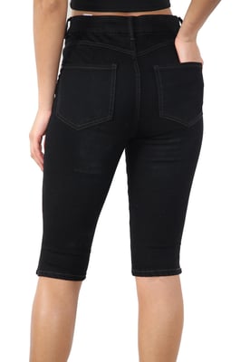 MYT Magic Shaping denim short met hoge taille voor dames, zwart