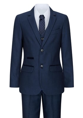 3-delig marineblauw birdseye-tweedpak voor jongens