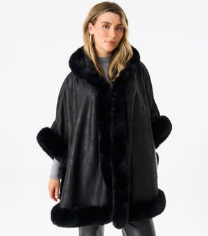 Poncho-cape met nepbontafwerking