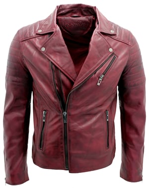 Slim-fit leren bikerjack in Brando-stijl met gekruiste rits