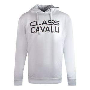 Witte hoodie met Cavalli-klasse omgekeerd logo