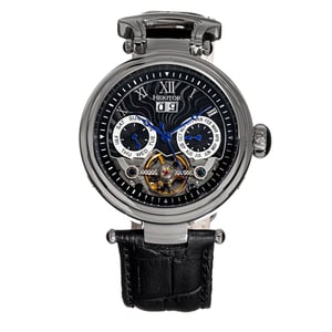 Heritor Automatische Ganzi Semi-Skelet Leerband Horloge