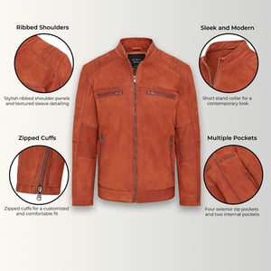 Heren buff lederen cafe racer bikerjack - Jinan