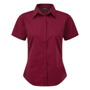 Premier Popeline blouse met korte mouwen / Gewoon werkoverhemd (Bourgondië)